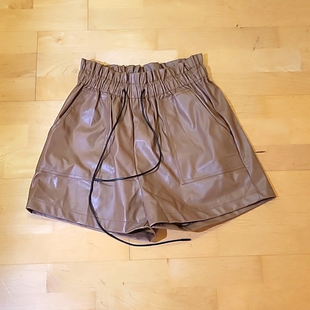 Brown leather shorts